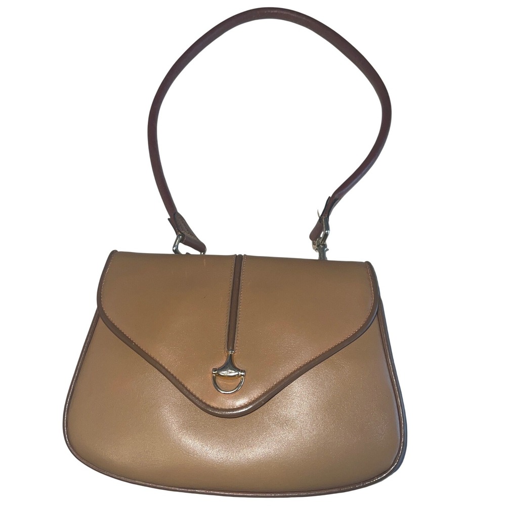 Vintage Gucci Brown‎ Leather Shoulder Handbag Horsebit Accent Made in Italy